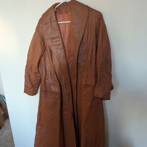 Women's Brown Leather Trench Coat